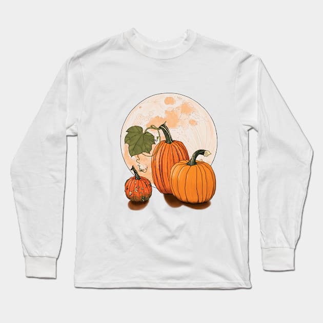 Pumpkin Moon green Long Sleeve T-Shirt by mernstw